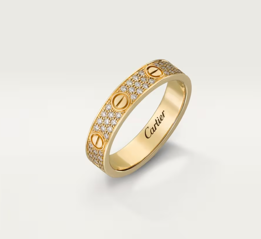 [⭐Seralia]LOVE RING 4mm-wide full-diamond ring GOLD