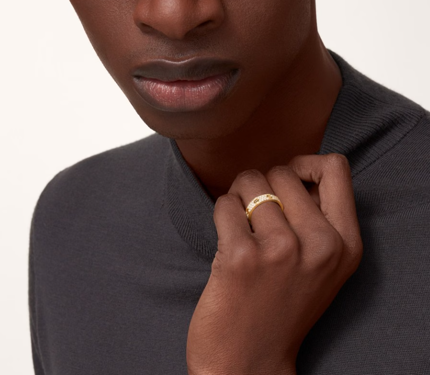 [⭐Seralia]LOVE RING 4mm-wide full-diamond ring GOLD
