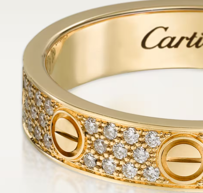 [⭐Seralia]LOVE RING 4mm-wide full-diamond ring GOLD