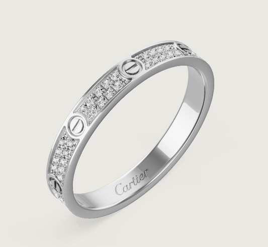 [⭐Seralia]LOVE RING 2.6mm-wide full-diamond ring silver