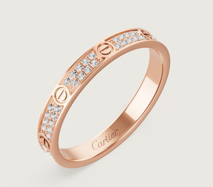 [⭐Seralia]LOVE RING 2.6mm-wide full-diamond ring Rose Gold