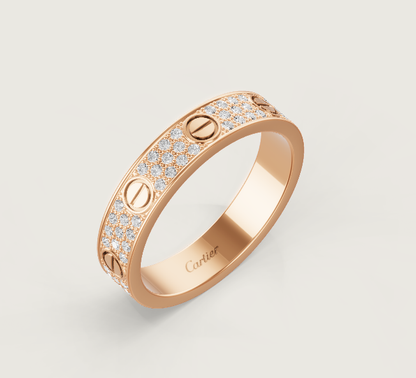 [⭐Seralia]LOVE RING 4mm-wide full-diamond ring Rose Gold