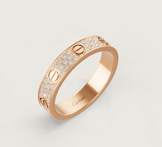 [⭐Seralia]LOVE RING 4mm-wide full-diamond ring Rose Gold