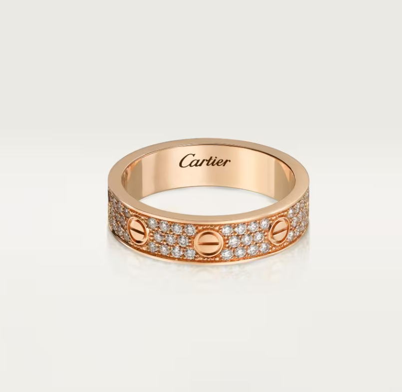 [⭐Seralia]LOVE RING 4mm-wide full-diamond ring Rose Gold