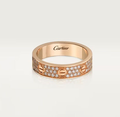 [⭐Seralia]LOVE RING 4mm-wide full-diamond ring Rose Gold