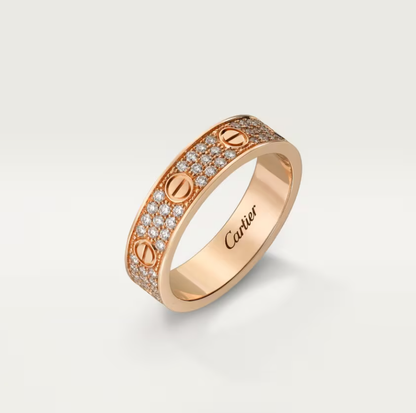 [⭐Seralia]LOVE RING 4mm-wide full-diamond ring Rose Gold