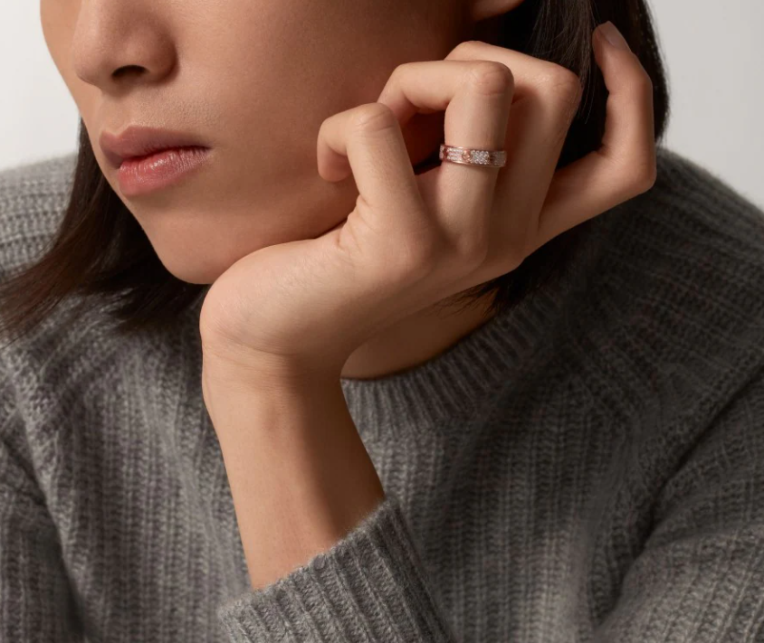 [⭐Seralia]LOVE RING 4mm-wide full-diamond ring Rose Gold