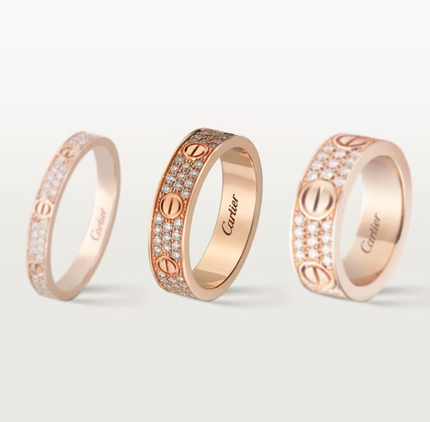 [⭐Seralia]LOVE RING 4mm-wide full-diamond ring Rose Gold