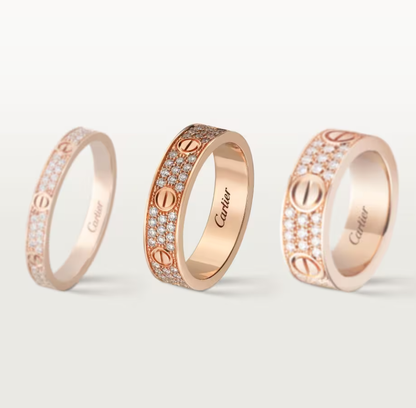 [⭐Seralia]LOVE RING 4mm-wide full-diamond ring Rose Gold