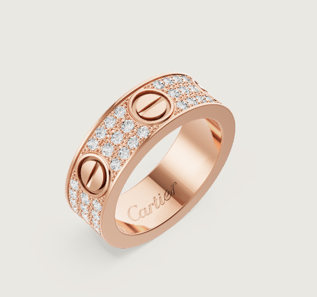 [⭐Seralia]LOVE RING 6.5mm-wide full-diamond ring Rose Gold