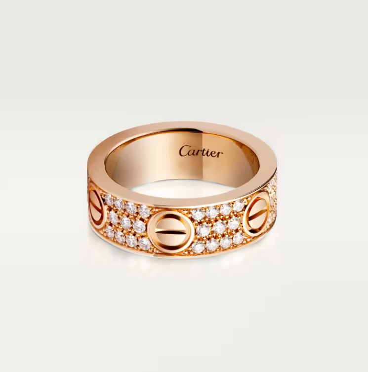 [⭐Seralia]LOVE RING 6.5mm-wide full-diamond ring Rose Gold