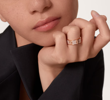 [⭐Seralia]LOVE RING 6.5mm-wide full-diamond ring Rose Gold