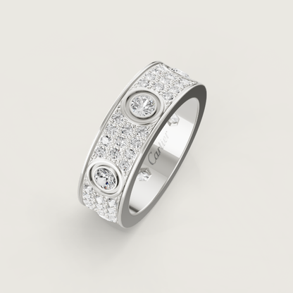 [⭐Seralia]LOVE RING 6.5MM Full Diamond, 6 Major Diamonds Silver