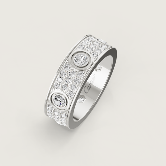 [⭐Seralia]LOVE RING 6.5MM Full Diamond, 6 Major Diamonds Silver