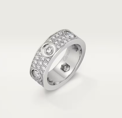 [⭐Seralia]LOVE RING 6.5MM Full Diamond, 6 Major Diamonds Silver