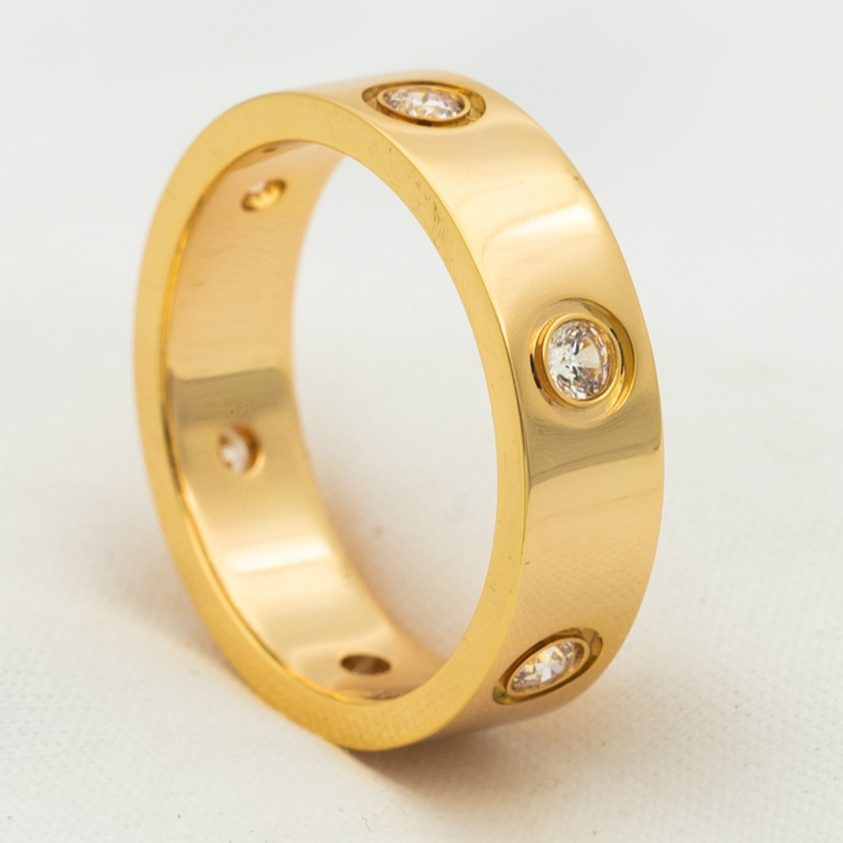 [⭐Seralia]LOVE RING 5.5MM 6 DIAMONDS PINK GOLD