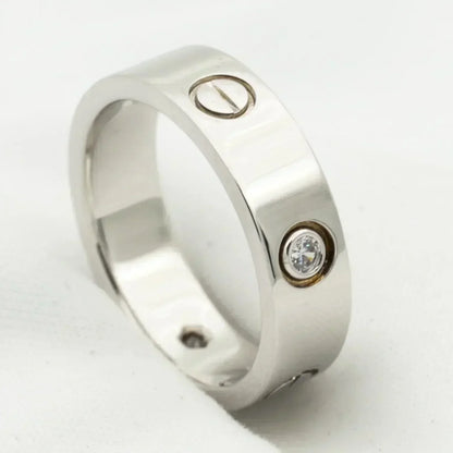 [⭐Seralia]LOVE RING 5.5MM 3 DIAMONDS SILVER