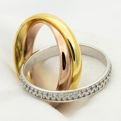 [⭐Seralia Jewelry]TRINITY RING GOLD PINK GOLD SILVER DIAMONDS