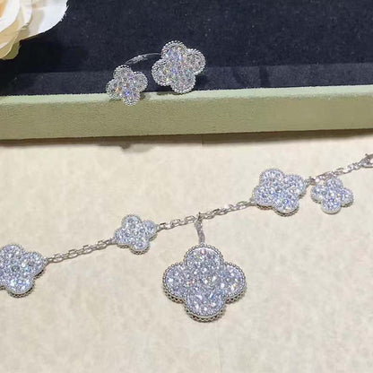 [⭐Seralia]CLOVER 6 MOTIFS SILVER DIAMOND BRACELET