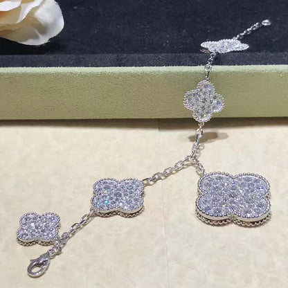 [⭐Seralia]CLOVER 6 MOTIFS SILVER DIAMOND BRACELET
