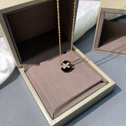 [⭐Seralia]JEUX DE PINK GOLD DIAMOND NECKLACE