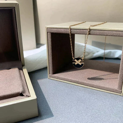 [⭐Seralia]JEUX DE ROSE GOLD DIAMOND NECKLACE