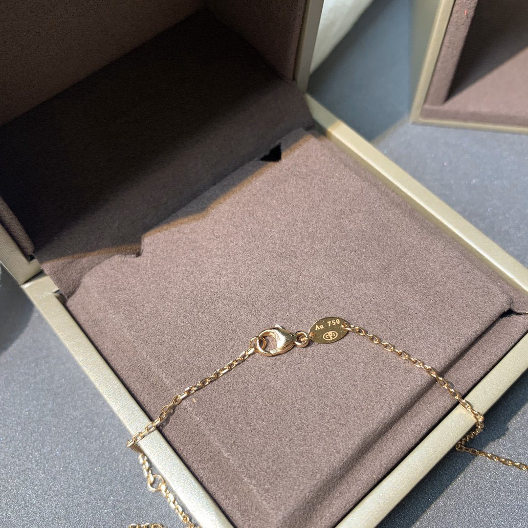[⭐Seralia]JEUX DE PINK GOLD DIAMOND NECKLACE