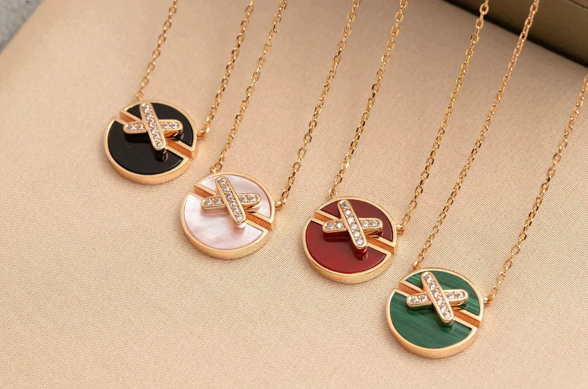 [⭐Seralia]JEUX DE ROSE GOLD DIAMOND NECKLACE