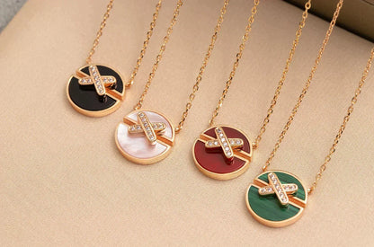 [⭐Seralia]JEUX DE ROSE GOLD DIAMOND NECKLACE