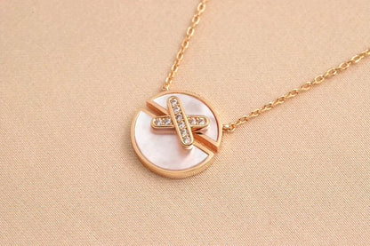 [⭐Seralia]JEUX DE ROSE GOLD DIAMOND NECKLACE