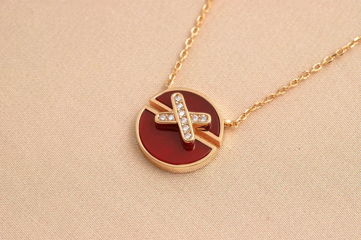[⭐Seralia]JEUX DE ROSE GOLD DIAMOND NECKLACE
