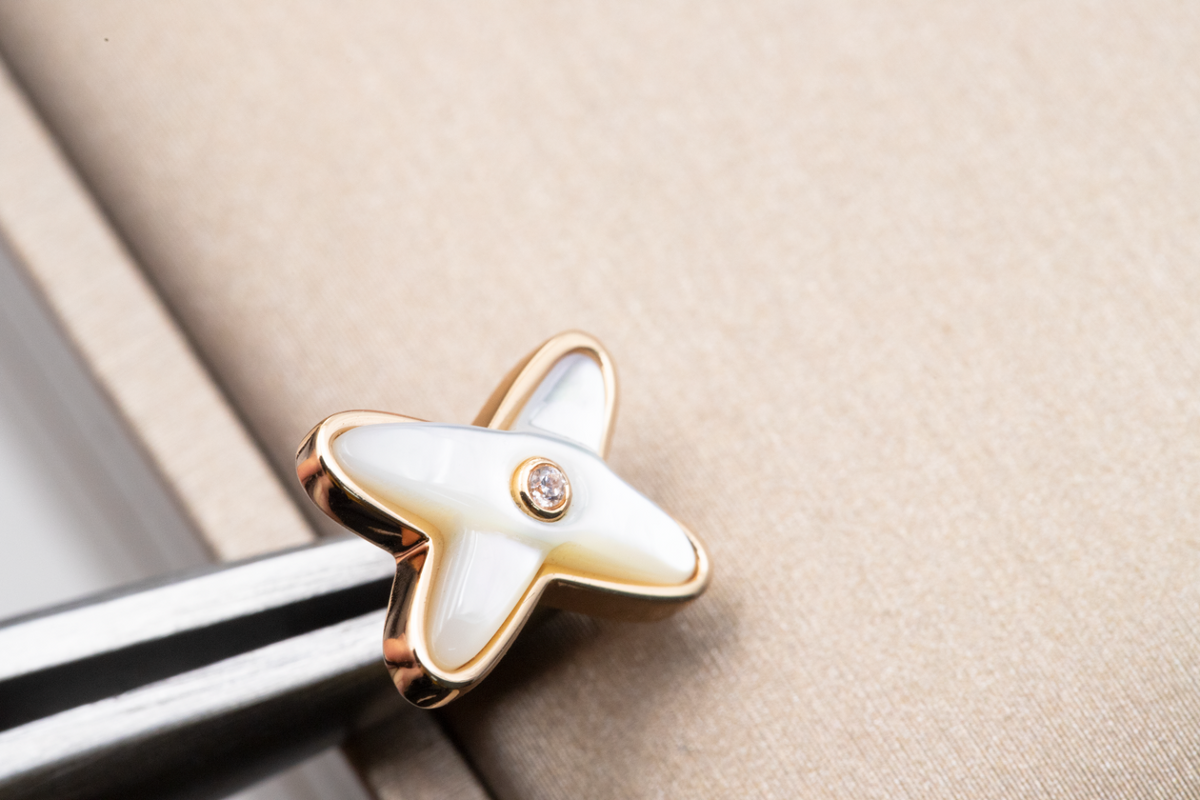 [⭐Seralia]JEUX DE WHITE MOP ROSE GOLD DIAMOND EARRINGS
