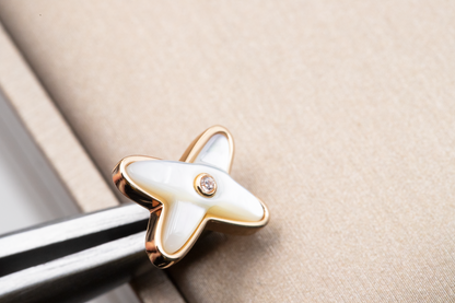 [⭐Seralia]JEUX DE WHITE MOP ROSE GOLD DIAMOND EARRINGS