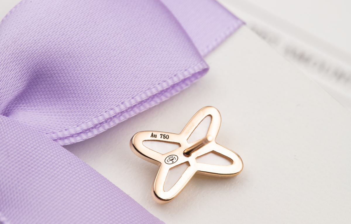 [⭐Seralia]JEUX DE WHITE MOP ROSE GOLD DIAMOND EARRINGS