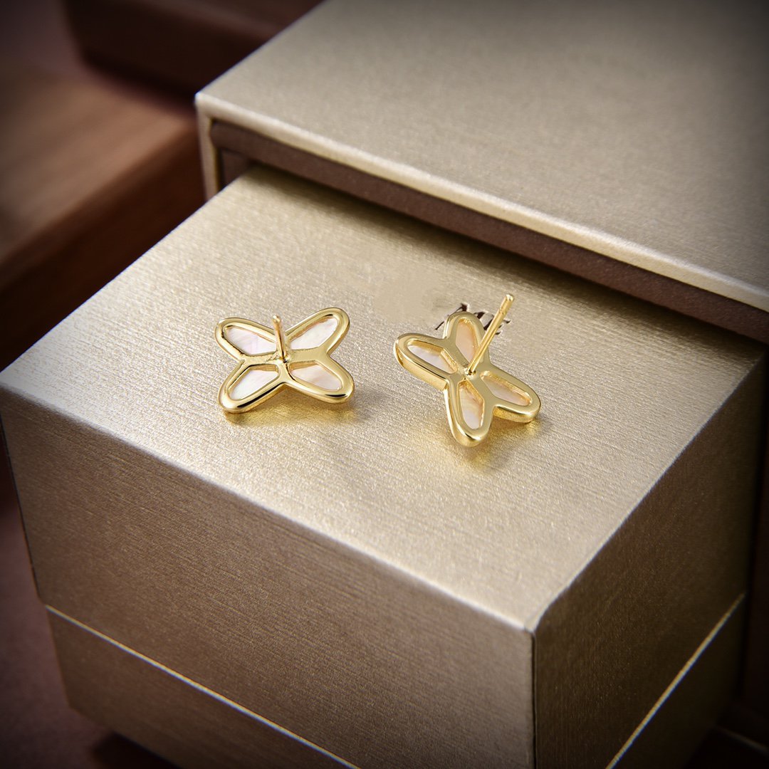 [⭐Seralia]JEUX DE WHITE MOP GOLD DIAMOND EARRINGS