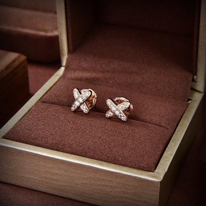[⭐Seralia]JEUX DE GOLD DIAMOND EARRINGS