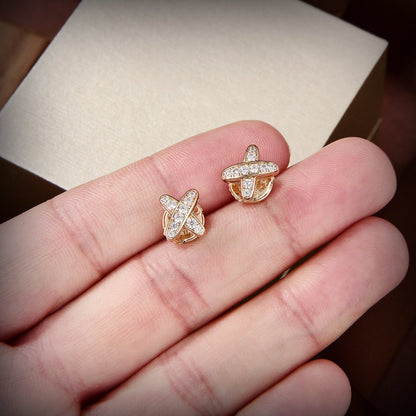 [⭐Seralia]JEUX DE GOLD DIAMOND EARRINGS
