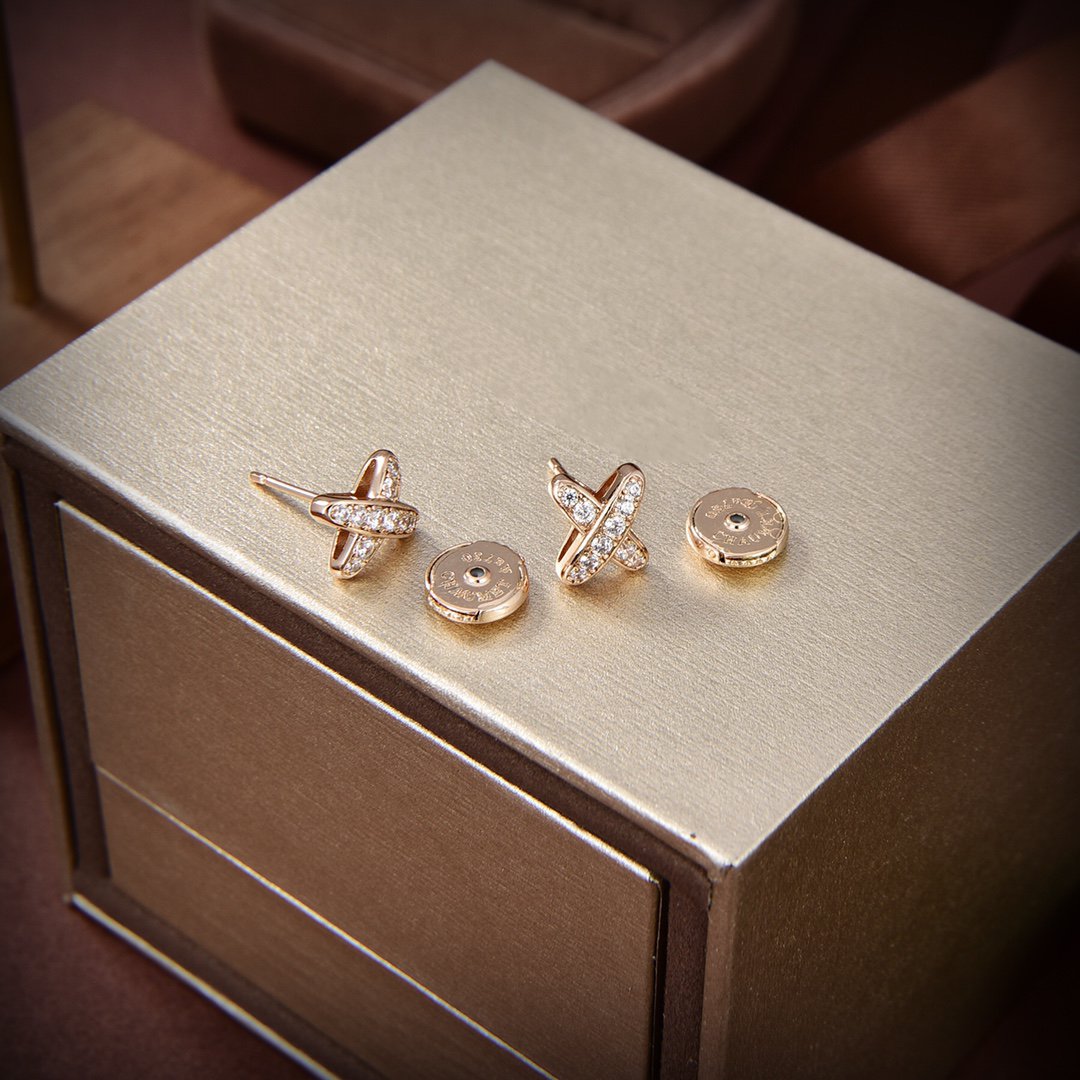 [⭐Seralia]JEUX DE GOLD DIAMOND EARRINGS