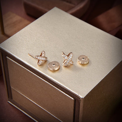 [⭐Seralia]JEUX DE GOLD DIAMOND EARRINGS