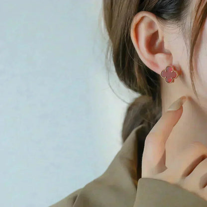 [⭐Seralia]CLOVER MEDIUM 1 MOTIFS CARNELIAN  EARRINGS