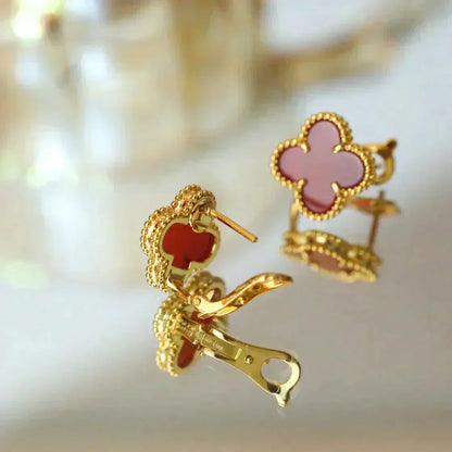 [⭐Seralia]CLOVER MEDIUM 1 MOTIFS CARNELIAN  EARRINGS