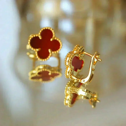 [⭐Seralia]CLOVER MEDIUM 1 MOTIFS CARNELIAN  EARRINGS