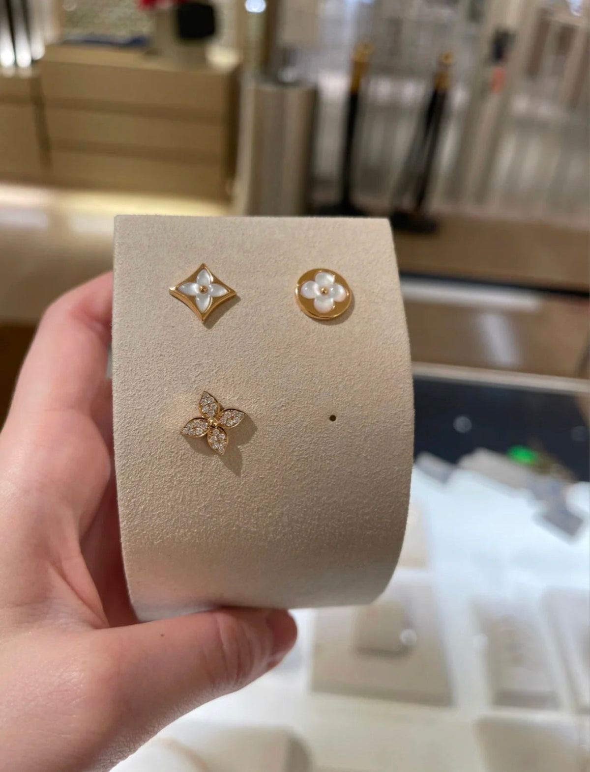[⭐Seralia]STAR BLOSSOM STUD EARRINGS PINK GOLD DIAMONDS