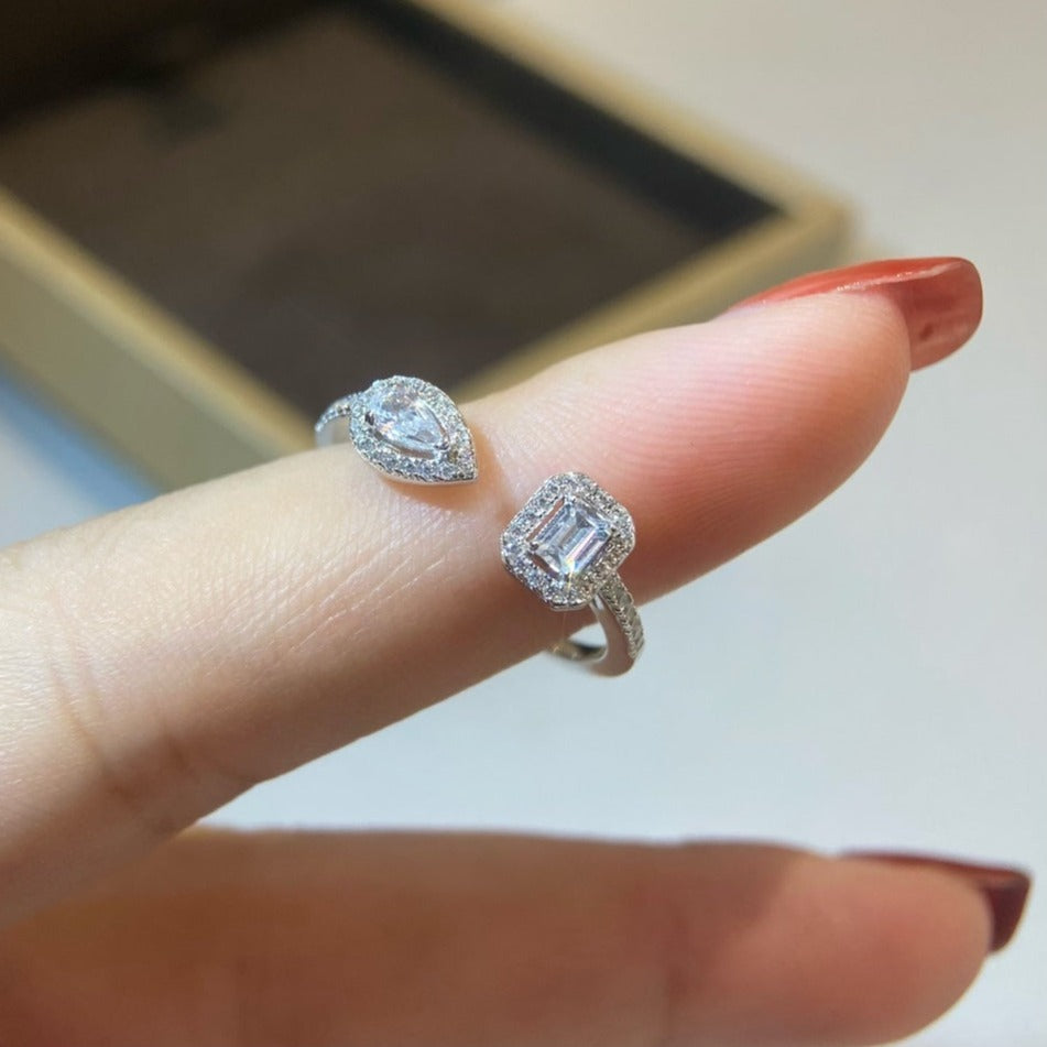 [⭐Seralia]MY TWIN TOI & MOI SILVER DIAMOND RING