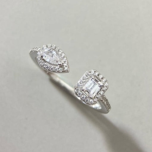 [⭐Seralia]MY TWIN TOI & MOI SILVER DIAMOND RING