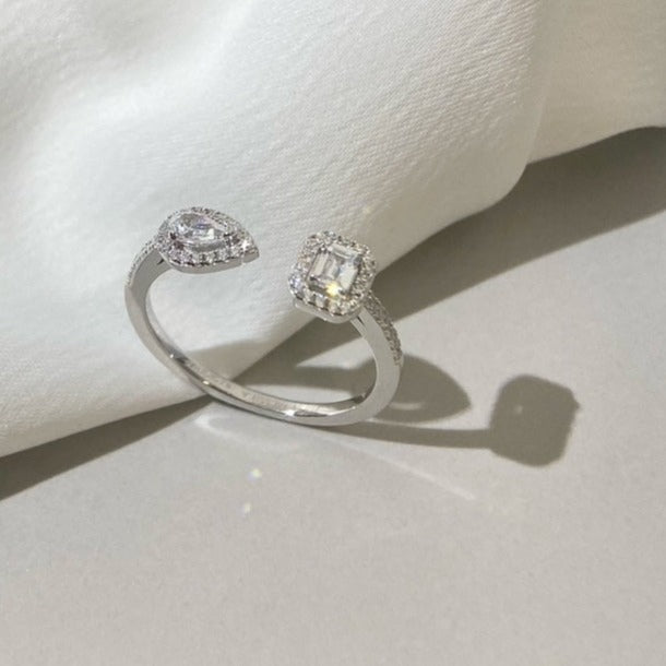 [⭐Seralia]MY TWIN TOI & MOI SILVER DIAMOND RING