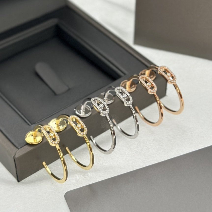 [⭐Seralia]CREOLES MOVE UNO PM DIAMOND EARRINGS