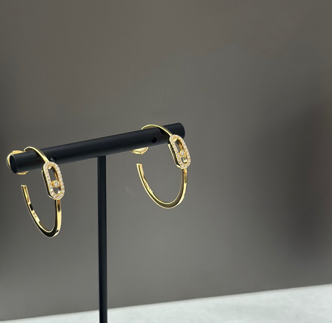 [⭐Seralia]CREOLES MOVE UNO PM DIAMOND EARRINGS