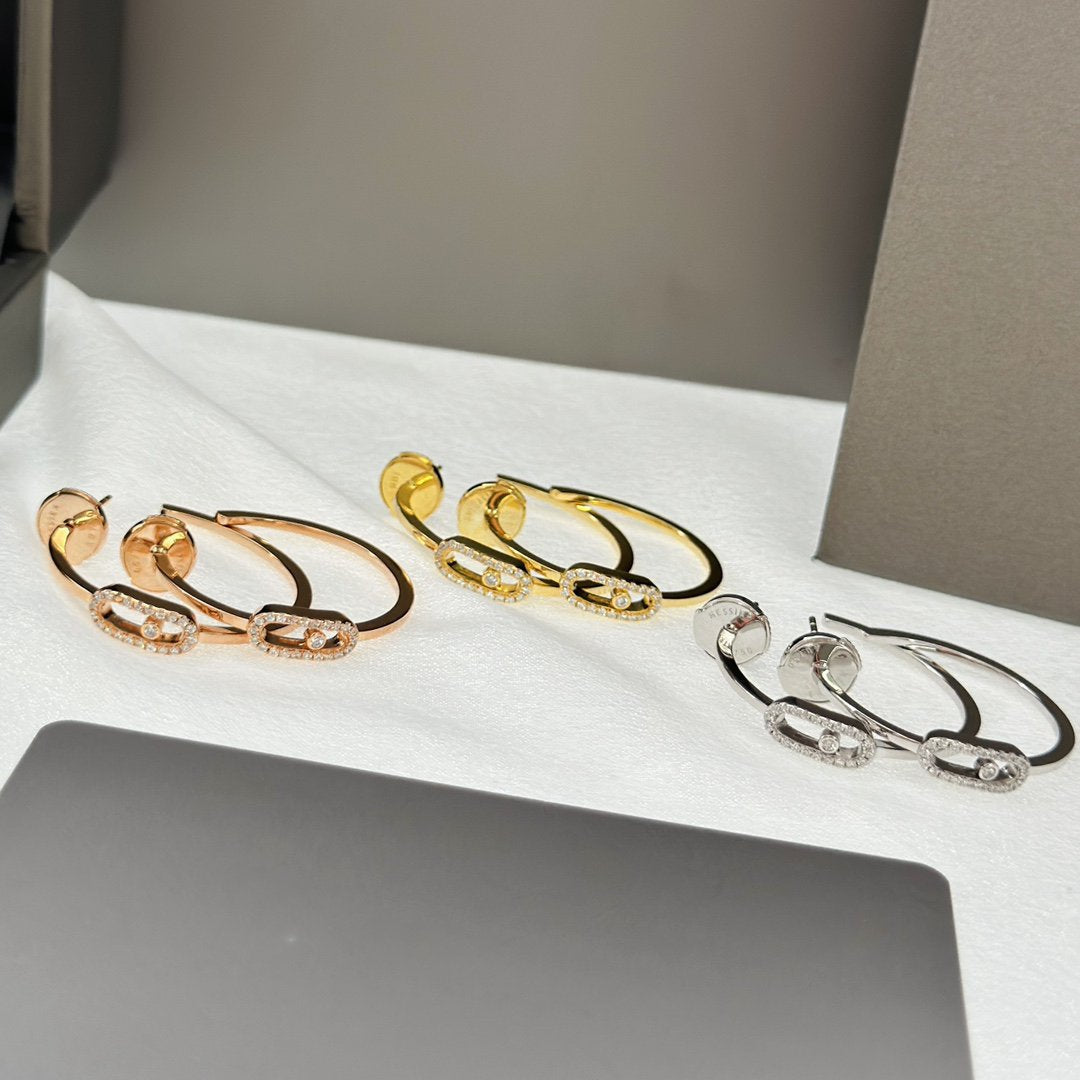 [⭐Seralia]CREOLES MOVE UNO PM DIAMOND EARRINGS