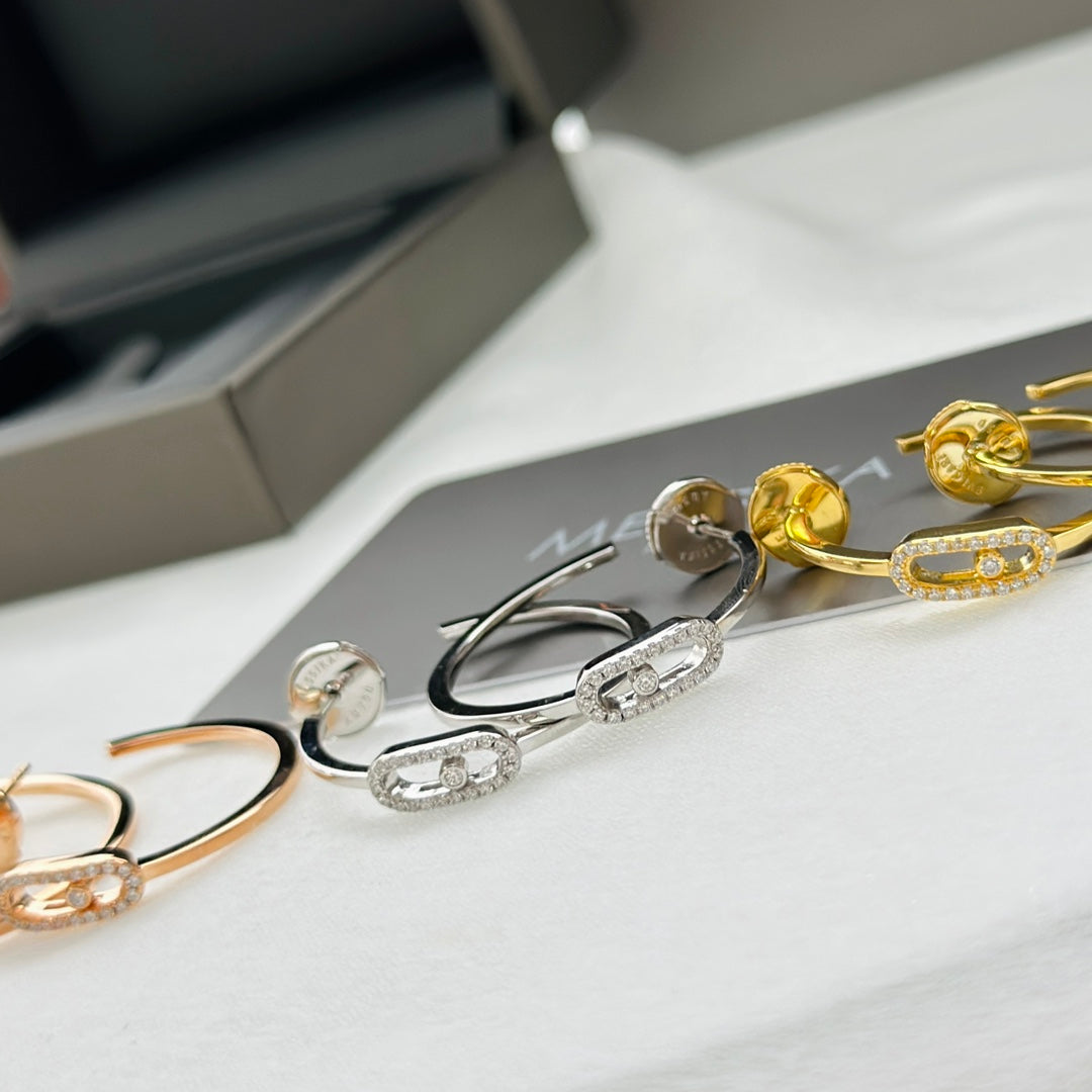 [⭐Seralia]CREOLES MOVE UNO PM DIAMOND EARRINGS